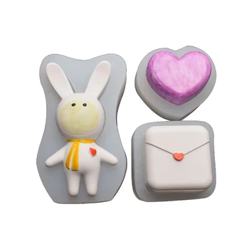 

3Pcs Cartoon Rabbit Heart Resin Molds Love Letter Mold Kit Art Crafts Tools