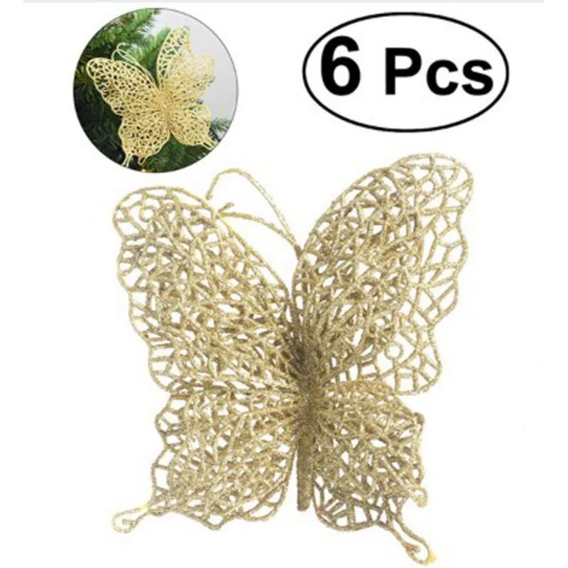

Multi-color Double Openwork Butterfly Christmas Tree Wreath Pendant Christmas Craft Ornament Accessories