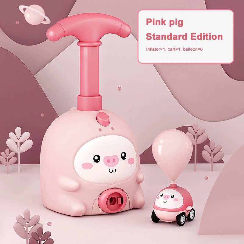 Children Balloon Car Air Inertial Powered Launching Tower Seal Piggy Duck Model Vehicles  Puzzle Fun Education Baby Toys Gifts 4