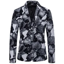 M-4XL New Printing Man's Jacket Plus Size Two Buttons Male Blazer Jacket For Men Casual Business Tops Blazer Man Mostly Male
