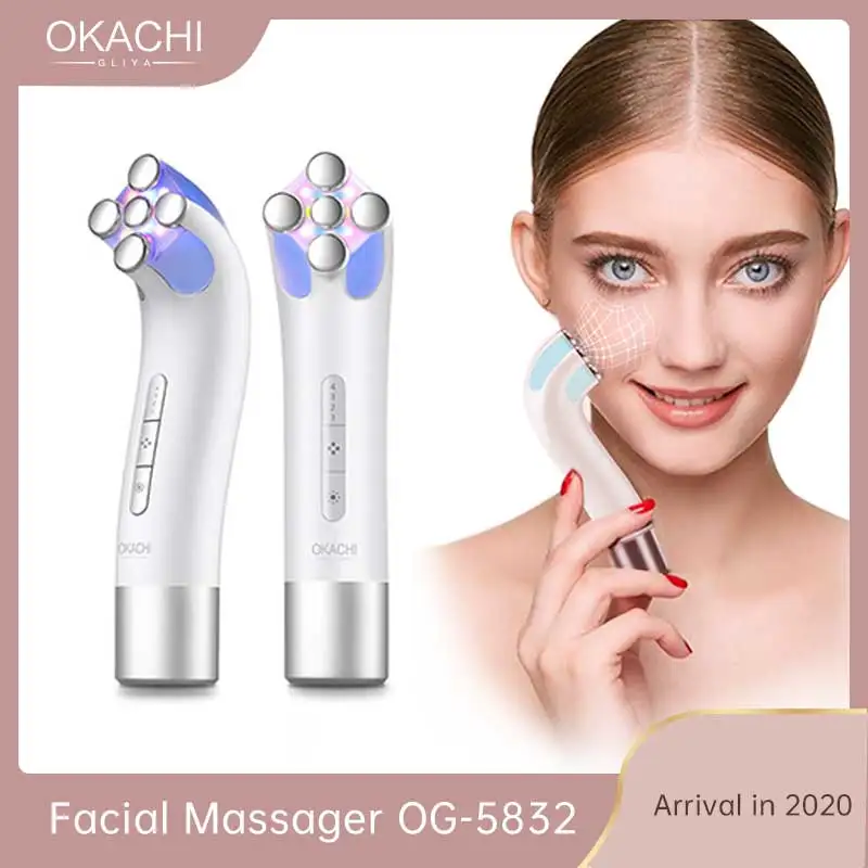 

EMS RF Color Lighting Ionic Iontophoresis Beauty Instrument Facial Skin Care Appliance Skin Rejuvenation OKACHI GLIYA
