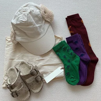 

EnkeliBB Nice Kids Toddler Brand Deisign Stars and Moon Tube Socks Boys Girls Spring Cotton Midde Socks Children Trends Tubes