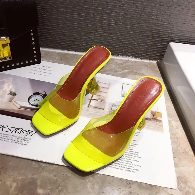 clear lime green heels