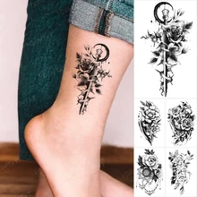 Transfer Waterproof Temporary Tattoo Stickers Sexy Flower Snake Rose Peony Henna Flash Tatoo Woman Man Ankle Body Art Fake Tatto