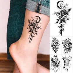 Transfer Waterproof Temporary Tattoo Stickers Sexy Flower Snake Rose Peony Henna Flash Tatoo Woman Man Ankle Body Art Fake Tatto