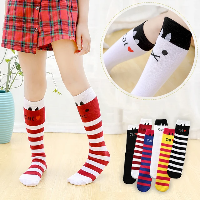 Calcetines Largos De Algodón Para Niña, Medias Hasta La Rodilla Con Dibujos  De Animales, Oso Bonito, Princesa, Envío Gratuito - Medias - AliExpress