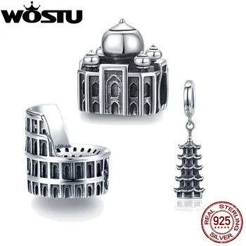 

WOSTU 2020 New Oriental Charm 925 Sterling Silver Chinese Tower Pagodas Pendant Beads fit for Bracelet Bangle Jewelry CQC1544