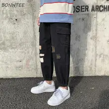 Брюки мужские свободные 2XL брюки карго мужские с дырками Уличная Повседневная Харадзюку хип-хоп Корейская высокая эластичная талия универсальные шикарные