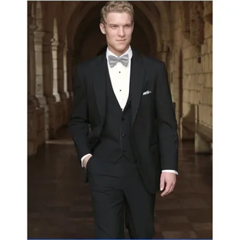 

New Style Groom Tuxedo Men suit Two Buttons Groomsmen Dinner Best Man Bridegroom Mens suits(Jacket+Pants+Vest) Traje Hombre
