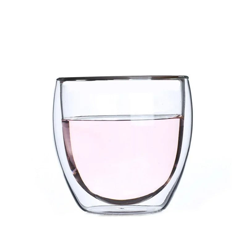 D-250ML Кофейная кружка с двойными слоями, стеклянная Изолированная кружка для молока, кофейная кружка с ручкой для горячих холодных напитков, теплоизоляция для офиса - Цвет: D-250ML