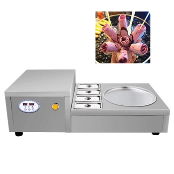 

New arrival single side pan instant roll fried ice cream machine electric Thai fried ice making with 4 cooling tanks
