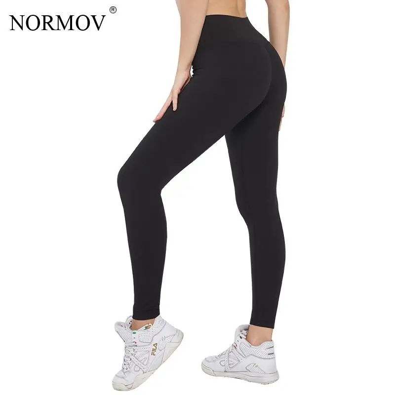 NORMOV-mallas Push Up de cintura alta para Mujer, Leggings deportivos informales para gimnasio y Fitness, color negro