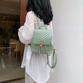 

Striped Leather Women's Backpacks for Women 2020 High Quality Female Small Schoolbag Back Shoulder Bag Mochila Wholesale