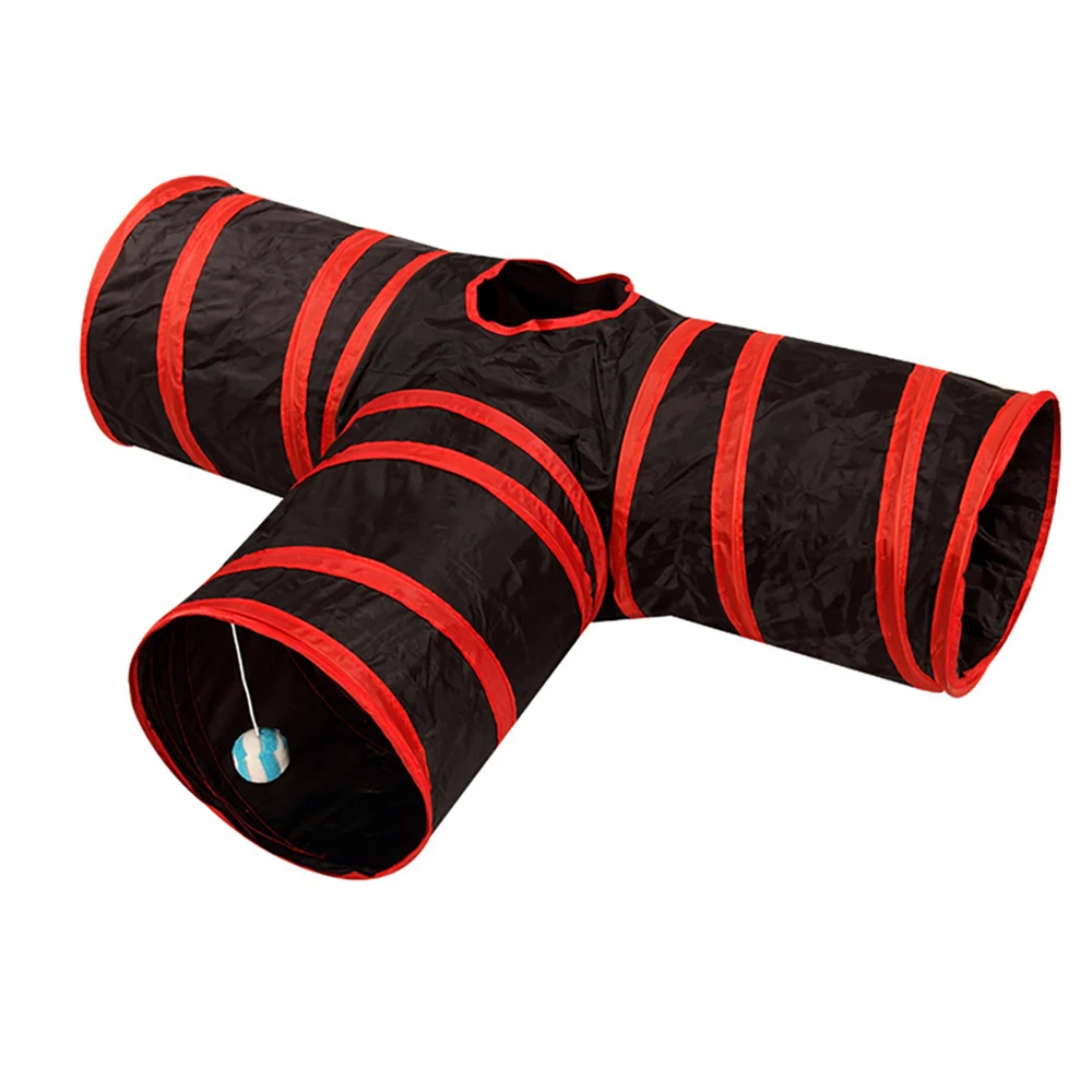3 отверстия туннель для кошек игрушки для кошек котенок складной Crinkle Кот играющая игрушка «туннель» с мячом тент для игры для маленьких животных Кролик - Цвет: A3