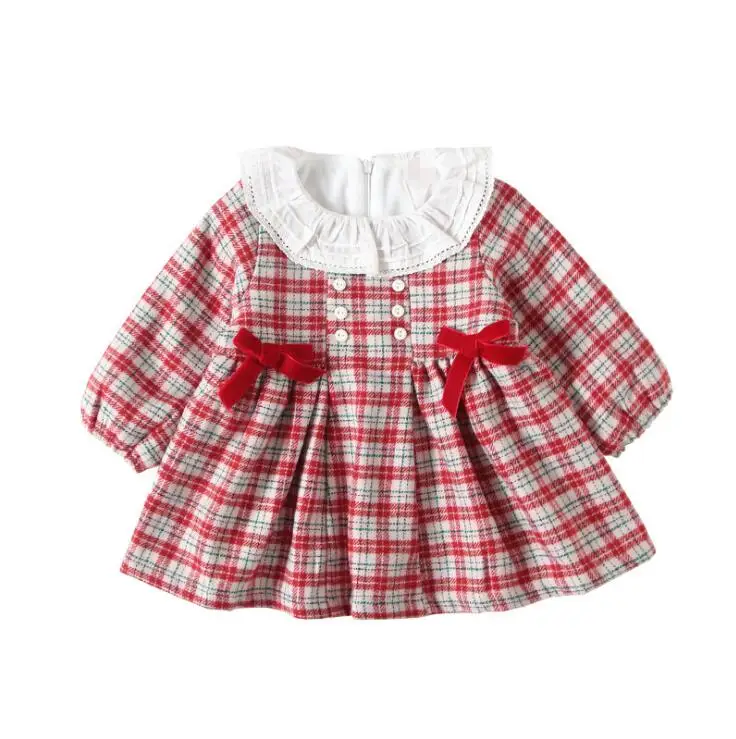 10, 11 размер, от 73 до 110 см, платье для малышей г., осенне-зимнее милое платье с бантом для маленьких девочек высококачественная одежда для маленьких детей, розничная
