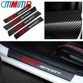 

4pcs Carbon Fiber Vinyl GT sport Emblem Decal Door Sill Guard Sticker for Volkswagen Peugeot BMW Ford Alfa Romeo Honda Subaru