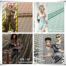 100x145 см тренд двойной F пряжа окрашенная жаккардовая монограмма ткань весна/лето платье юбка платье парча ткань высокого класса