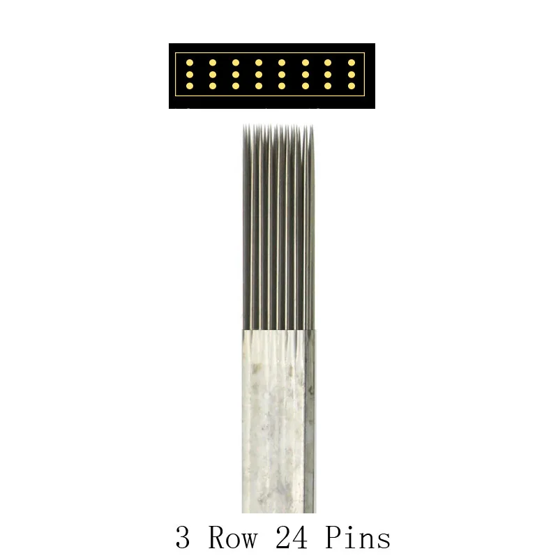

laminas tebori Needles Microblading Tattoo Needle 3 Row 24 Pins Semi Permanent Makeup Microblading Blade For Tobori Pen