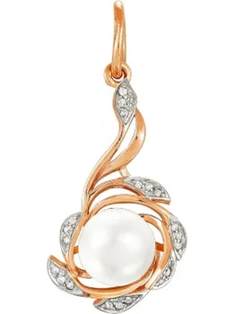 

Примаэксклюзив pendant flower with pearls and cubic zirconia in red gold