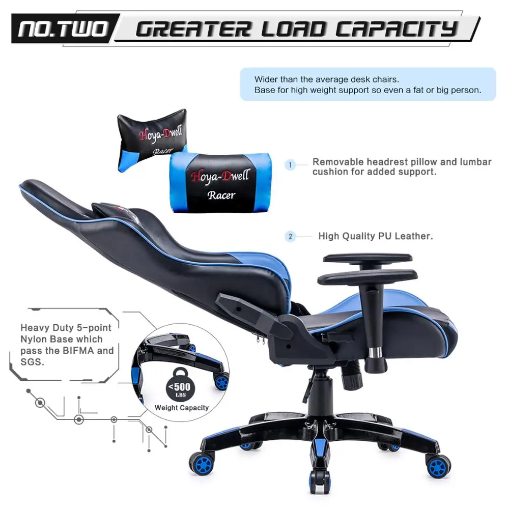 Ehomebuy Gaming Chair Office Chair High Back Racing Chair Reclining Ergonomic Adjustable Swivel Task Chair with Headrest Ehomebuy Gaming Chair Office Chair High Back Racing Chair Reclining Ergonomic Adjustable Swivel Task Chair with Headrest