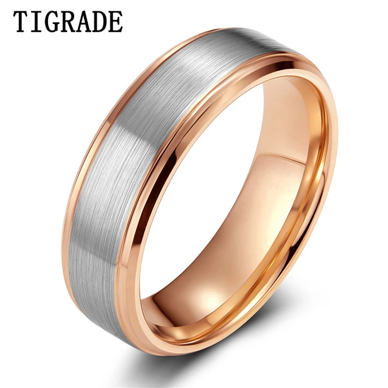 

TIGRADE 8mm Tungsten Man Ring Wedding Engagement Simple Rings Design Jewelry Rose Gold, Silver Joyas Para Hombre Bague Phalange