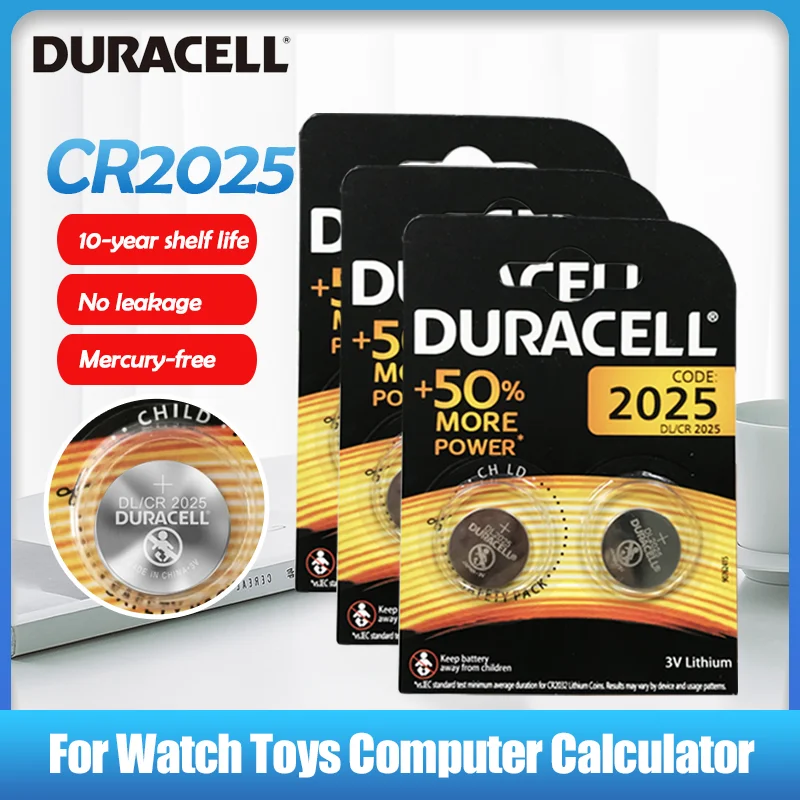 Duracell-baterías de litio para relojes de juguete, calculadora, pila de botón a escala de peso, 3V, DL2025, DLCR 2025, Original, 6 uds.
