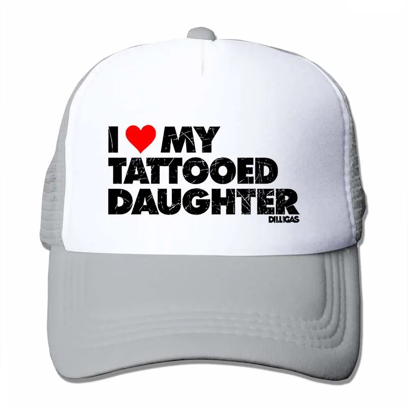 I Love My Tattooed Daughter, винтажная бейсбольная кепка с потертостями для мужчин и женщин, Кепка для водителя грузовика, модная Регулируемая Кепка - Цвет: 4-Gray