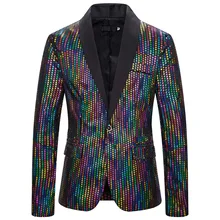 Мужской Dj костюм куртка блесток сценическая одежда лазер Радуга градиент блёстки одна кнопка костюм певица глянцевый костюм большой размер хост платье