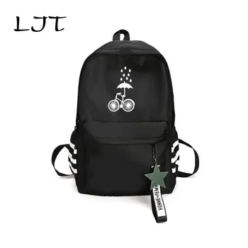 

LJT New Waterproof Nylon Backpack for Women Multi Pocket Travel Backpacks Middle School Student School Bag for Teenage Girls