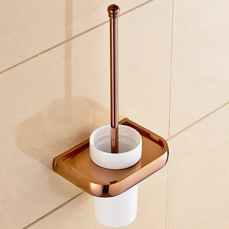 Rose Gold Double Towel Bars Bathroom Towel Ring Wall Mounted Bathroom Accessories Rack Ring Toilet Brush Soap Holder bathroom hardware set bathroom hardware accessories