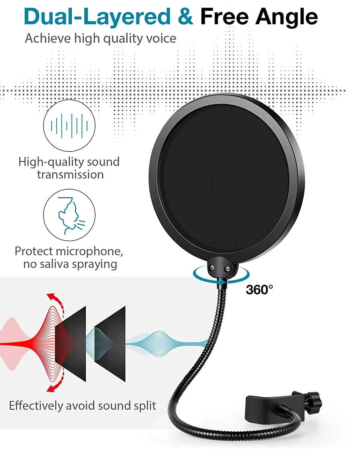 Microfone Ajustável Suporte para Bola de Neve Azul e Bola de Neve Azul Gelo Suspensão Boom Scissor Braço Suporte com Microfone Windscre - Image 4