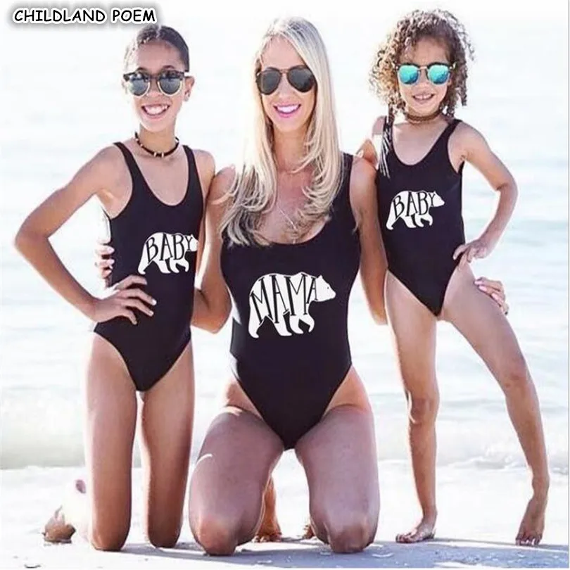 

Mother Daughter Swimsuits 2020 Letter Family Matching Clothes Swimwear Mommy And Me Clothes Mom And Daughter Bathing Suit Bikini