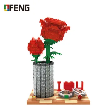 

LOZ creators mini diamond micro building block red rose figure bricks valentine Day Love you model educational toy