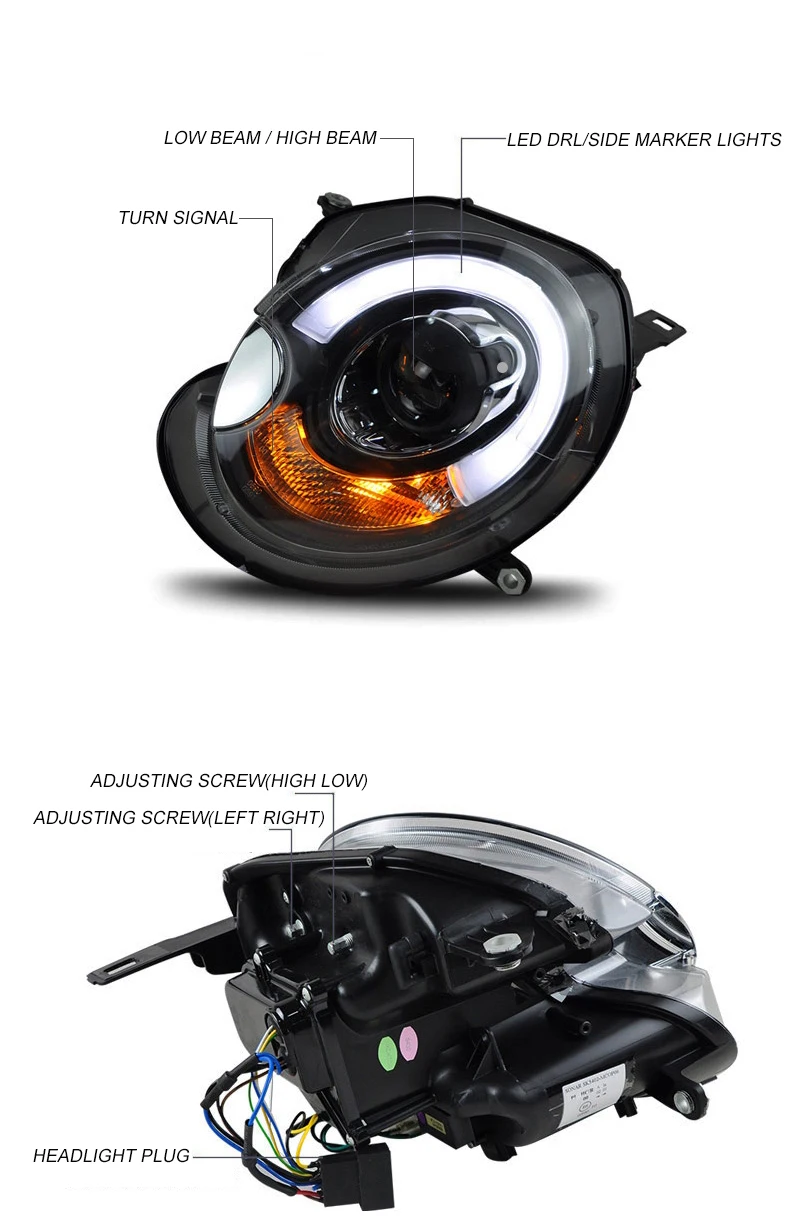 Car Styling Head Lamp case for BMW mini R56 headlights 2007-2013 Headlights mini R56 LED Headlight DRL Double Beam Bi-Xenon HID