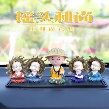 

Straw Hat Little Monk Car Cartoon Decoration Resin Four No Straw Hat Monk Car Mounted Interior Trim Flower Decoration