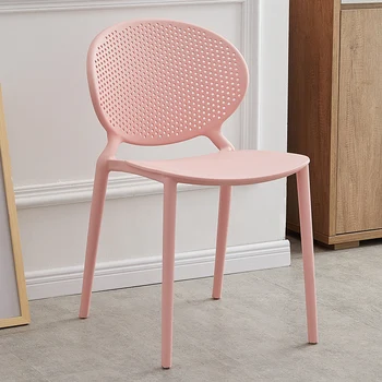 

Modern simple leisure creative dining chair economical reception negotiation lazy office back hollowed plastic chair