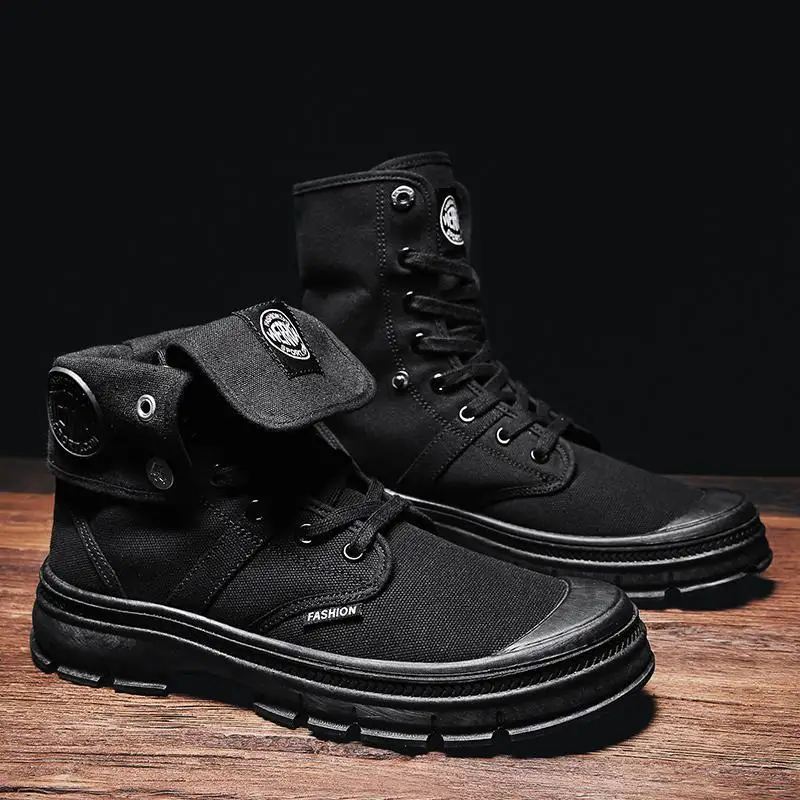 

Men Autumn Shoes British Style Hight-top Shoes Cloth Shoes Trend Martin Worker Boot Retro Anti-slip High-top Board Shoe