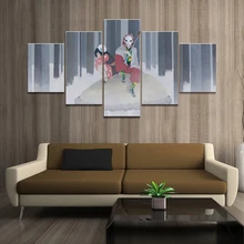 Modüler baskı ev posteri tuval 5 adet HD çizgi kılıç ustası Anime çocuk resim iblis avcısı Sabit çizgi roman sanat duvar dekor resim sergisi