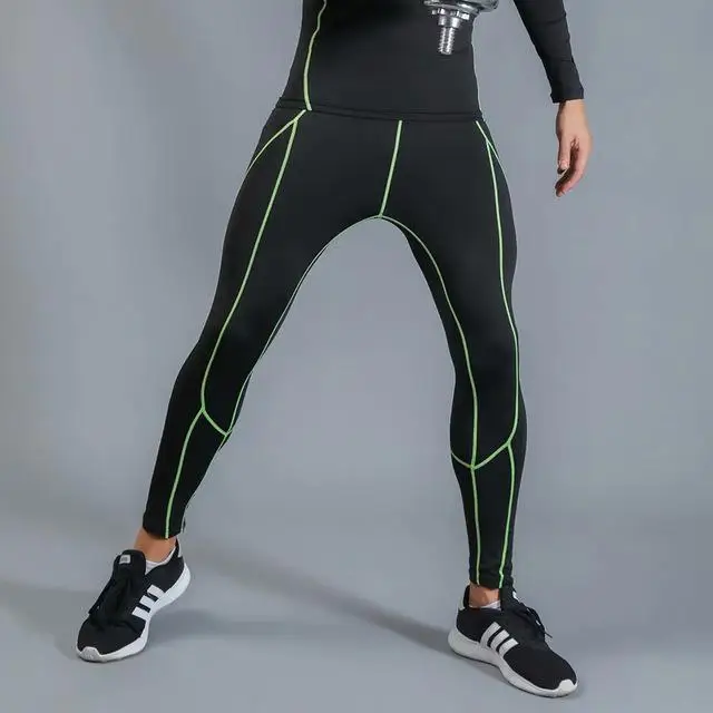 Мужской спортивный костюм для бега, быстросохнущая компрессионная Спортивная футболка, баскетбольная облегающая одежда, штаны для фитнеса, спортивные шорты - Цвет: 3- pants