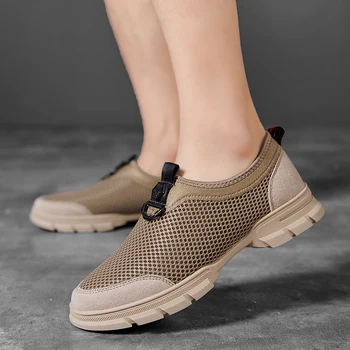 

Summer 2020 New Men Casual Shoes Mesh Breathable Casual Sneakers For Youth Black Brown Mens Fashion Shoe Wearable Flats Sneakers