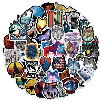 

50pcs Cartoon Animals Wolf PVC Computer Sticker Suitcase Laptop Skateboard DIY Decor Mixed Decals For MacBook/HP Notebook huawei
