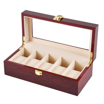 

5 Slot / Grid Watch Box Portable Wooden Display Container Storage Holder Travel Organizer Case Gift unique and beautiful box