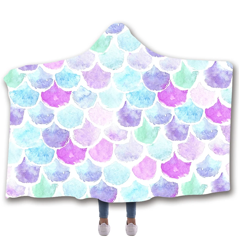 Animal-Mermaid-Printed-Hooded-Blanket-For-Adults-Kid-Bad-Sofa-Warm-Wearable-Fleece-Woman-Throw-Blankets (4)