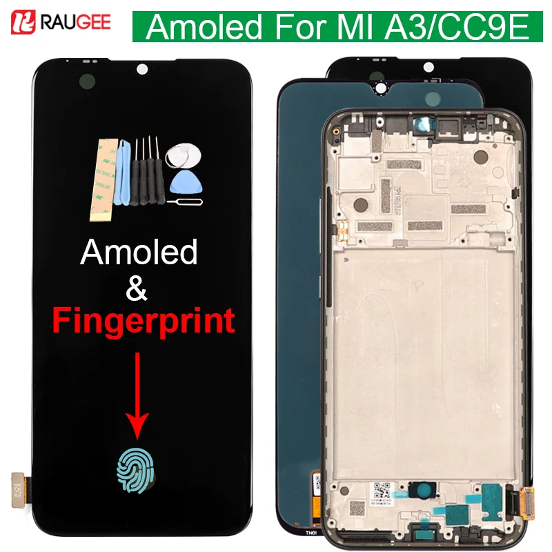 ЖК-дисплей Amoled для Xiaomi MI A3 сенсорный экран 10 дюймов дигитайзер сменный MIA3 CC9E со