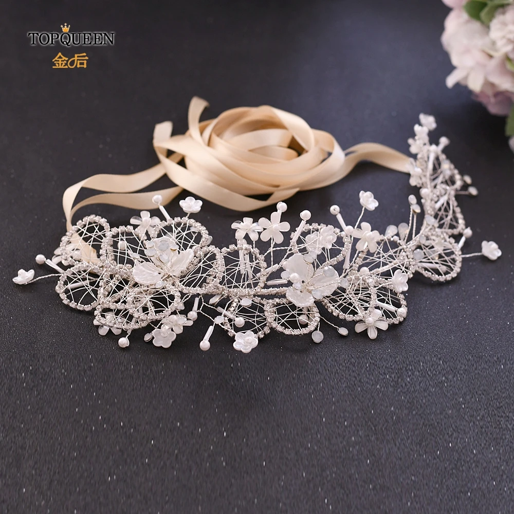 Champagne ribbon TOPQUEEN SH246 свадебный пояс, черный и стразы, пояс для подружек невесты, Цветочные Свадебные ремни и пояса - Цвет: Champagne ribbon