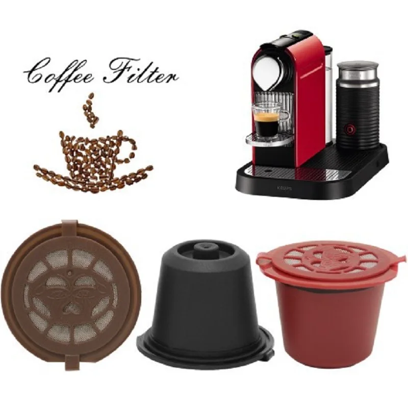 Yeniden kullanılabilir paslanmaz çelik filtre, kahve kapsülü filtre kabı, ev Nespresso kahve makineleri için uygun (3PCS)