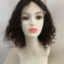 Кружевной топ европейские натуральные волосы необработанные кудрявые Кошерный парик Лучшие парики