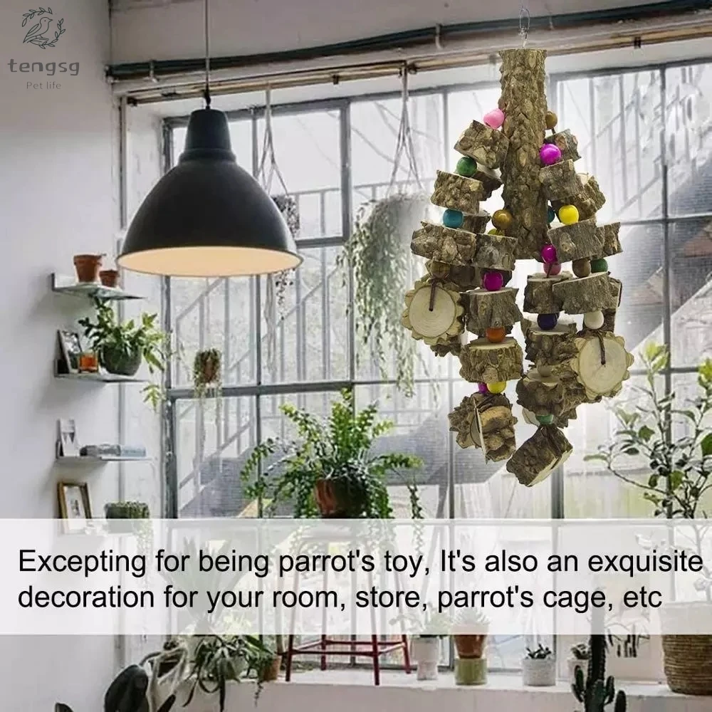 

Pet educational toysBird toysNatural wooden parrot toysCotton rope wooden molar toysSwing bird chew string molar toys