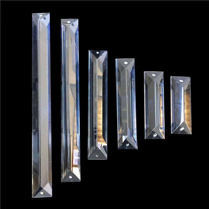 

Two Holes Crystal Trimming Prism 22mmx63mm-22mmx300mm Transparent Chandelier Pendant for Feng Shui Hanging Parts Home Wedding