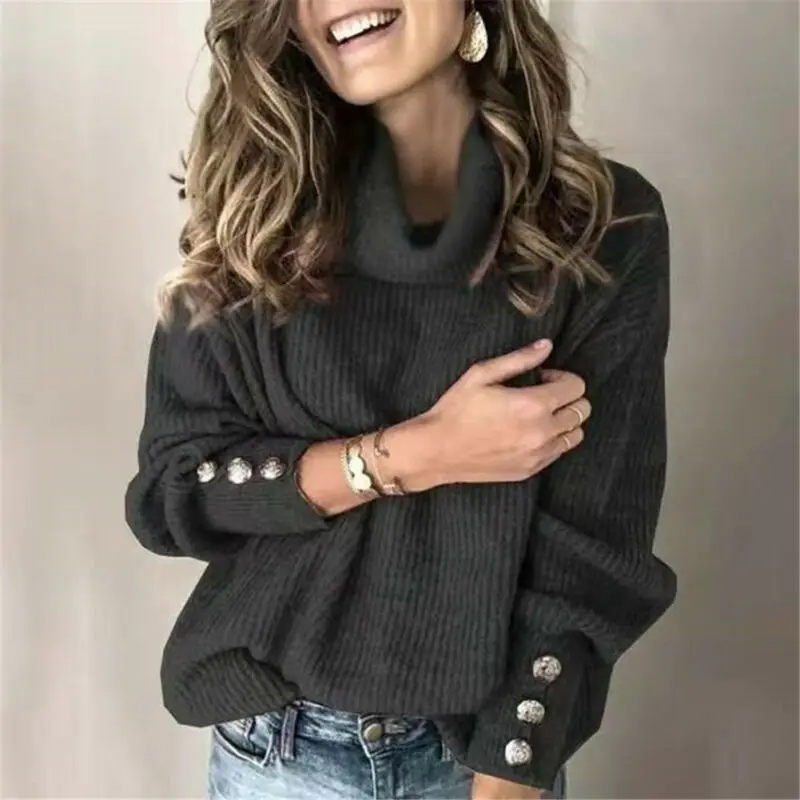 Vadim Women's Turtleneck Sweaters Winter Warm Clothes Ladies Knitted Long Sleeve Pullover Jumper Sweater Plus Size Roupa Mujer